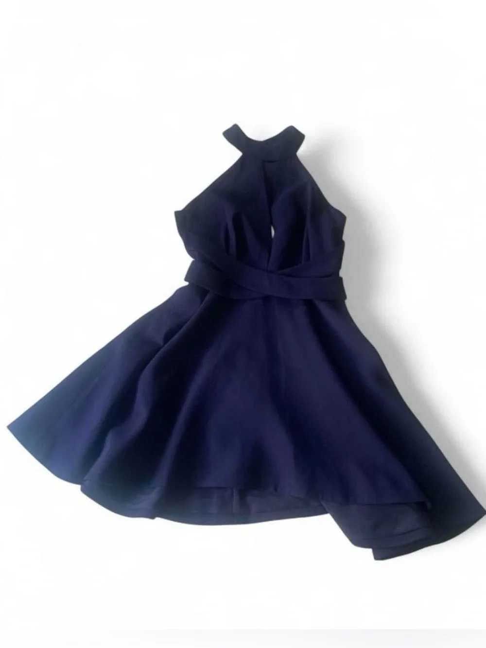 C/MEO breaking heart Collective halter cocktail navy dress Size S